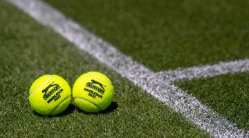 tennis balls on Wimbledon grass